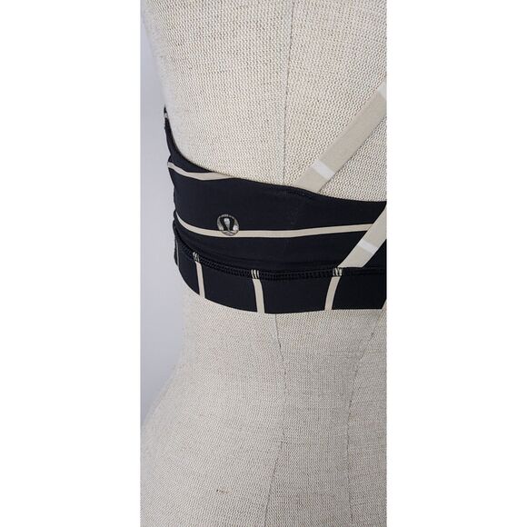 Lululemon Black & Cream Sports Bra Yoga Top Size S/M - Picture 5 of 5